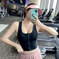 大码背心式防震运动文胸女夏胖MM健身房聚拢跑步美背拉链瑜伽内衣