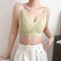 法式内衣女一体式三角杯舒适无痕无钢圈大胸显小透气聚拢蕾丝文胸