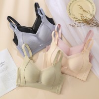 大胸显小无钢圈内衣女超薄款透气上托聚拢收副乳防下垂大码文胸罩