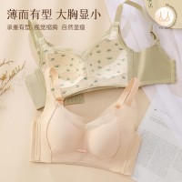 大胸显小无钢圈内衣女超薄款透气上托聚拢收副乳防下垂大码文胸罩