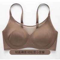 夏季薄款兔耳朵无痕内衣女大胸显小胸显瘦收副乳无钢圈睡眠文胸罩