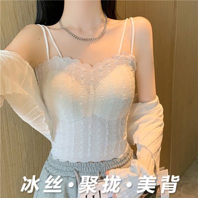 <!--新款法式美背性感内衣搭蕾丝吊带短款百搭裹胸显瘦抹胸露背文胸-->