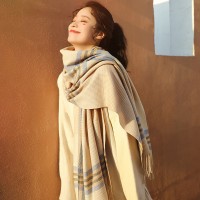 秋冬季仿羊绒围巾新款冬季披肩围巾女加厚保暖流苏scarf围脖