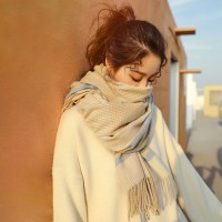 秋冬季仿羊绒围巾新款冬季披肩围巾女加厚保暖流苏scarf围脖