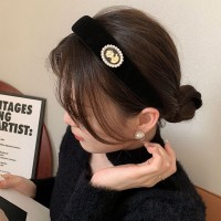 黑色丝绒发箍女款小香风复古宽边压发头箍秋冬网红高颅顶发卡头饰
