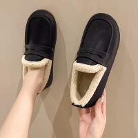 气质一脚蹬秋冬季加绒保暖棉鞋软底豆豆鞋厂家直供大码孕妇可穿