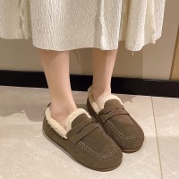气质一脚蹬秋冬季加绒保暖棉鞋软底豆豆鞋厂家直供大码孕妇可穿