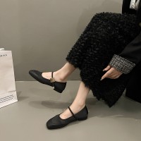 欧洲站欧货女鞋2024秋季新款一字扣平底百搭玛丽珍小皮鞋时尚单鞋