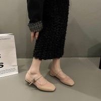 欧洲站欧货女鞋2024秋季新款一字扣平底百搭玛丽珍小皮鞋时尚单鞋