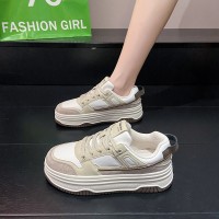 复古板鞋女款2024春季新款女鞋百搭厚底增高休闲运动小白鞋子