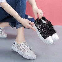 凉鞋女网鞋学生鞋韩版2024新款夏季网面平底蕾丝包头帆布鞋女单鞋