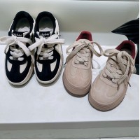 拼色板鞋女2024年春季新款韩版厚底百搭ins潮复古小众系带休闲鞋
