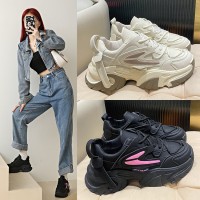 厚底圆头系带炸街轻便老爹鞋女款2024新款秋季女潮牌休闲运动鞋子