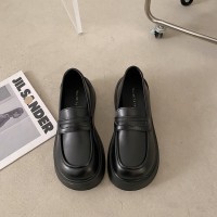 厚底乐福鞋女2024新款春季松糕鞋百搭黑色英伦风休闲百搭单鞋