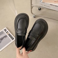 厚底乐福鞋女2024新款春季松糕鞋百搭黑色英伦风休闲百搭单鞋