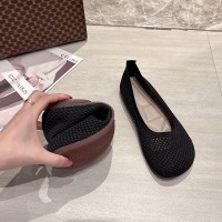 针织女鞋透气软底舒适按摩鞋底大头平底单鞋