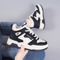 高帮鞋女2024年春秋季新款小白鞋运动休闲学生鞋厚底增高板鞋子女