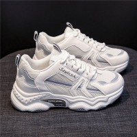 老爹鞋2024春季新款女鞋透气PU皮鞋简约舒适女士休闲跑步运动鞋子