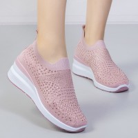 休闲运动鞋女2024春秋季新款内增高女鞋厚底外贸鞋透气网面鞋子女