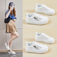 ins韩版网面小白鞋女2024夏季新款增高学生板鞋透气休闲鞋街拍F16