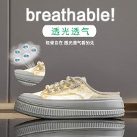 ins潮韩版半托帆布鞋女2024夏季新款学生休闲鞋板鞋网红街拍XFF69