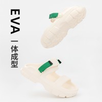夏季双带情侣百搭拖鞋eva防臭厚底撞色凉拖鞋女防滑软底增高拖鞋