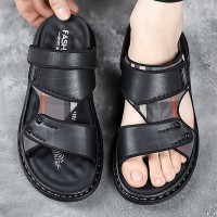 牛皮凉鞋男士潮款夏季真皮软底沙滩鞋男外穿防滑透气凉拖鞋