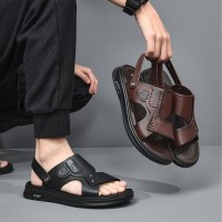 头层牛皮男士凉鞋夏季沙滩鞋2024新款开车外穿防滑两用爸爸男凉鞋