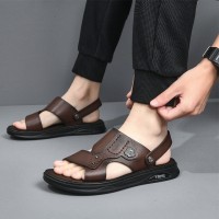 头层牛皮男士凉鞋夏季沙滩鞋2024新款开车外穿防滑两用爸爸男凉鞋
