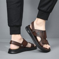 头层牛皮男士凉鞋夏季沙滩鞋2024新款开车外穿防滑两用爸爸男凉鞋