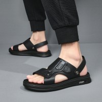 头层牛皮男士凉鞋夏季沙滩鞋2024新款开车外穿防滑两用爸爸男凉鞋