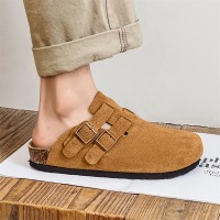 勃肯鞋男真皮包头半拖鞋情侣一脚蹬拖鞋软木外穿博肯鞋9501