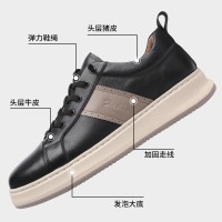 头层牛皮时尚小白鞋子2024春季新款真皮厚底板鞋潮流运动休闲男鞋