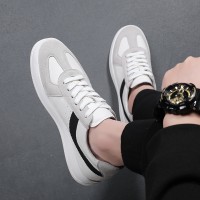 真皮小白鞋男2024春季新款潮流百搭拼接板鞋男士厚底运动休闲男鞋