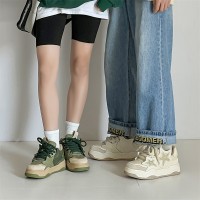 橄榄绿小众星星鞋男女厚底增高面包鞋复古休闲板鞋YD005