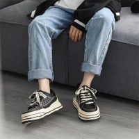 檀健次同款黑色厚底板鞋男女小众设计感不规则溶解鞋YD6658