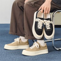 韩版百搭简约厚底增高帆布鞋男日系透气系带休闲板鞋YD9221