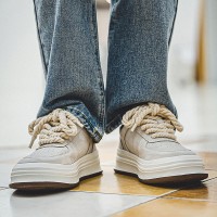 夏季日系厚底复古脏辫运动板鞋男透气厚底工装男鞋YD9193