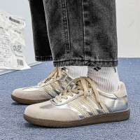 德训鞋男女2024春夏银色蕾丝复古板鞋休闲阿甘鞋YD6999