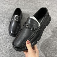 男士休闲豆豆鞋全真皮橡胶大底防滑耐磨
