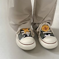 小众高街ins牛仔丑萌大头帆布鞋男女面包厚底低帮板鞋YD7968