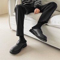 小众高级感黑色德比包头拖鞋男厚底休闲增高半拖鞋5962