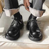 巴黎大头厚底德比鞋男高级感翘头厚底增高圆头皮鞋9233