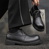 日系复古手工大头皮鞋男高级感通勤软皮低帮厚底德比鞋93130