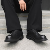 日系复古手工大头皮鞋男高级感通勤软皮低帮厚底德比鞋93130