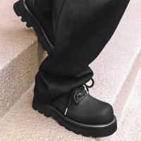 小众高级感百搭大头德比鞋男ins哑光黑色厚底通勤皮鞋90703