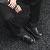 高级感厚底德比鞋男英伦风黑色低帮大头皮鞋60709