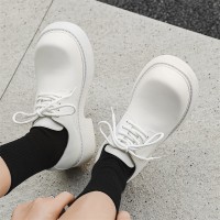 小众翘头大头皮鞋男女cleanfit德比鞋厚底哑光皮鞋