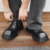 高级感复古翘头增高德比鞋男英伦风方头厚底通勤皮鞋98866