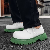 绿底碳黑德比鞋男巴黎厚底增高大头鞋ins情侣厚底皮鞋93226